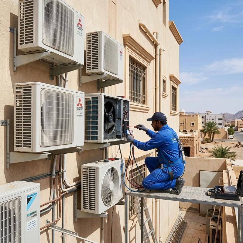 صيانة وإصلاح وحدات التكييف الخارجية المثبتة على المبنى في حائل